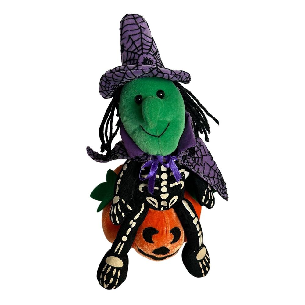 Vintage Russ Animated Musical Sound Plush Halloween Pumpkin Witch WORKS
